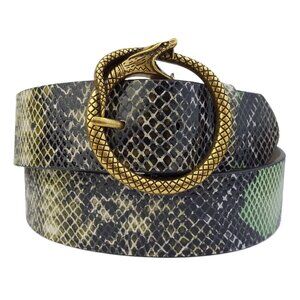 Round Snake wrap Buckle with Python Belt